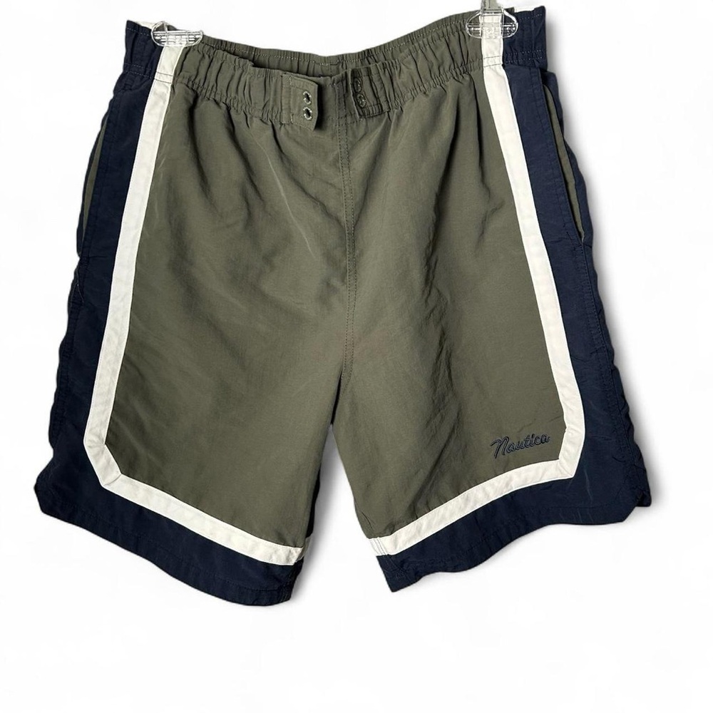 Nautica Size Small Olive & Navy Athletic Swim Trucks
